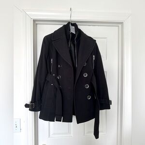 Jones New York black double breasted pea coat.